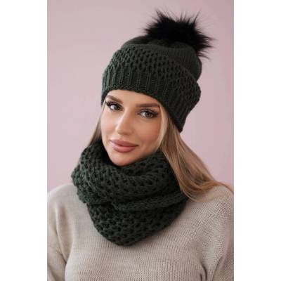 Fashionweek Dámský zimní set šál a čepice PLK2 Khaki