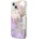 GUESS Liquid Glitter Flower Case - дизайнерски кейс с висока защита за iPhone 13 (лилав)