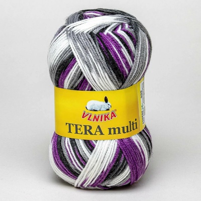 Pletací příze Vlnika TERA MULTI 813 fialová, melírovaná, 100g/300m