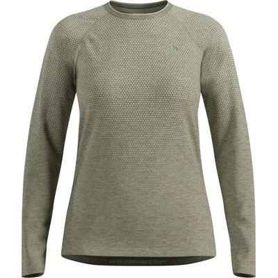 Odlo Дамска тениска Odlo Women's Essential Seamless T-Shirt Crew Neck L/S Running shirt - Vetiver Melange (916-5684-0213)
