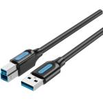 Vention USB-A 3.0/M - USB-B/M, (PVC, черен), 3 м, кабел