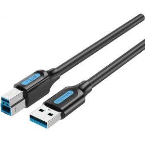 Vention USB-A 3.0/M - USB-B/M, (PVC, черен), 3 м, кабел
