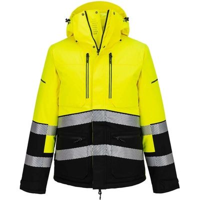 PortWest HI-VIS EV4 EV467 pánská zimní reflexní bunda žlutá/černá