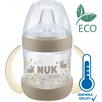 Nuk For Nature fľaša s kontrolou teploty s úchytmi hnedá 150 ml