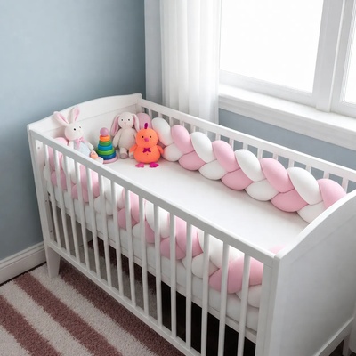 Babyhome плетен обиколник за кошара 330 см. Цвят РОЗОВ (11246)