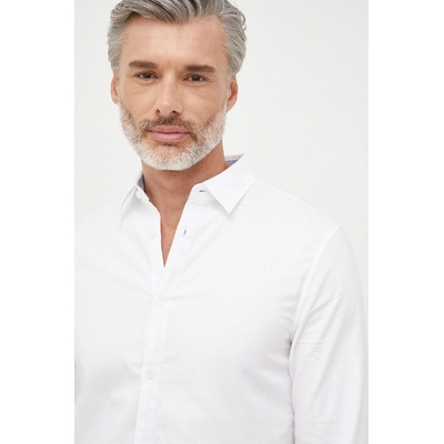 Armani Exchange pánska bavlnená košeľa slim s klasickým golierom biela