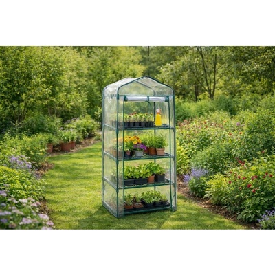 BestBerg Mini fóliový skleník s policami BBGH-158 68 × 49 × 158 cm čierna transparentná