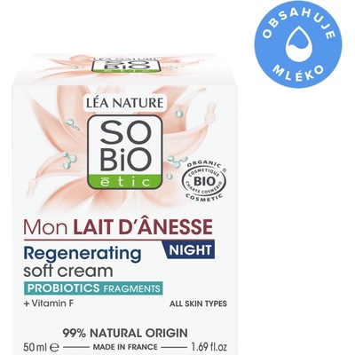 So’Bio étic krém noční regenerační s oslím mlékem BIO 50 ml