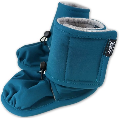 Zimné topánočky softshell + fleece petrolejové + sivý melír