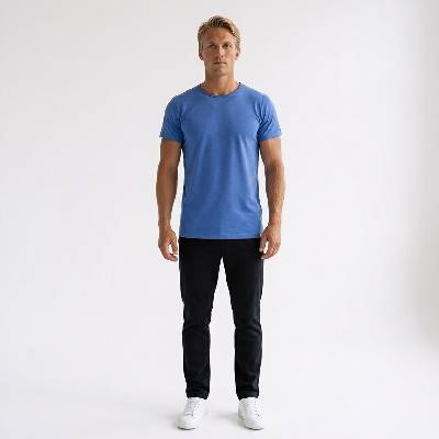 Baridi wear tričko pánské KR tenké výstřih U Outlast modrý melír