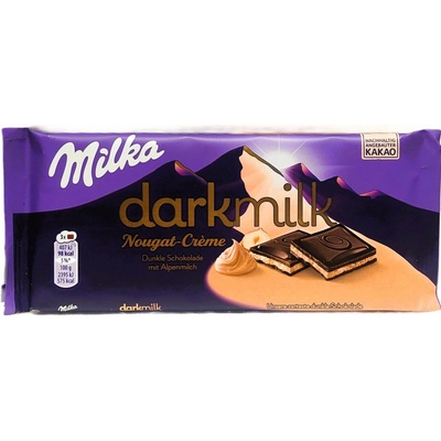 Milka darkmilk hořká alpská s nugátovým krémem 85 g