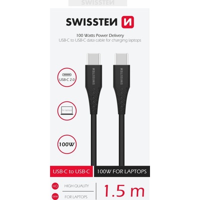 Swissten 71506540 USB-C/USB-C POWER DELIVERY 5A (100W), 1,5m, černý