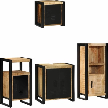 vidaXL Комплект мебели за баня с чекмедже 4 pcs Солидно мангово дърво (3305636)