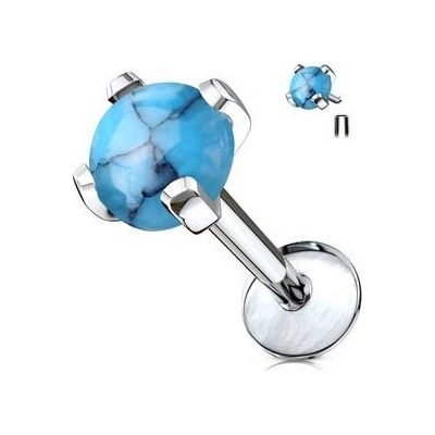 Šperky4U labreta piercing do brady tyrkys LB0002-TQ