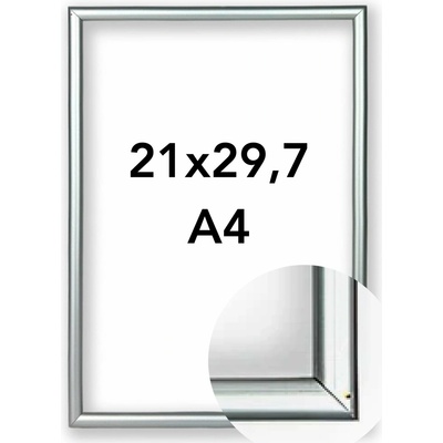 Fotorámeček BF Rozměr: A4 - 21 x 29,7 cm, Barva: Stříbrná, Typ zasklení: Sklo