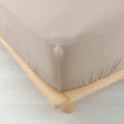Douceur d'intérieur Mušelínové prostěradlo s gumou ANGELIA bavlna béžové 160x200