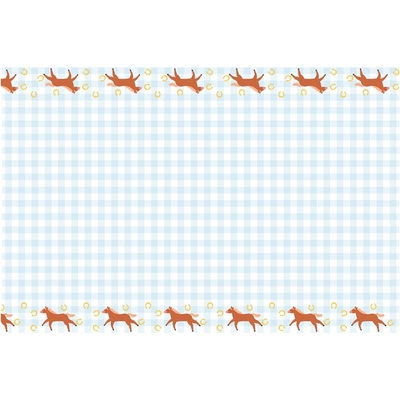 PartyDeco Papierový obrus kockovaný Koníky 180x120 cm