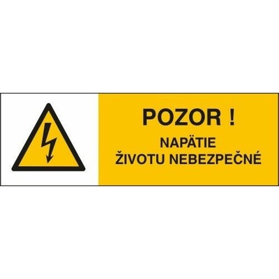 ALFA reklama Samolepka "Pozor napätie životu nebezpečné" žltá 105x35mm