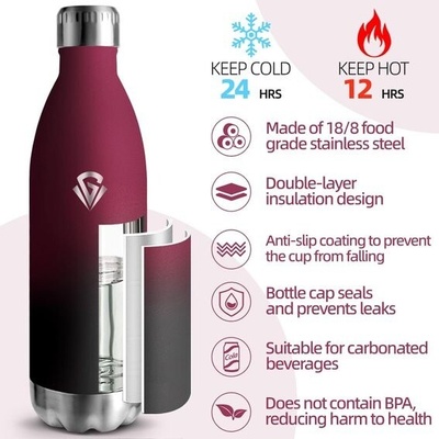 HoneyHolly nerezová termoska 1 l černá vínová