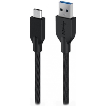 Genius ACC-A2CC-3A USB-A na USB-C, 3A, QC3.0, opletený, 1m, černý
