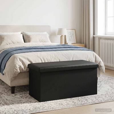 vidaXL Сгъваема пейка за съхранение Черно 180 кг 80 Л 77 x 38 x 38 см (42045233)