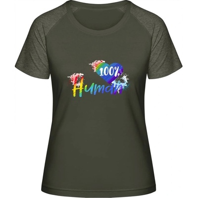 MyMate Predĺžené Tričko MY120 Dúhový dizajn Human Olive