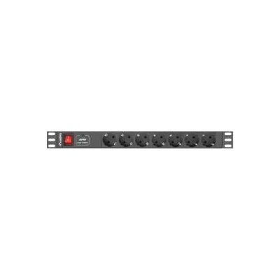 Lanberg Удължителен кабел Lanberg, 7 гнезда, с ключ, 2 м, черен, червен