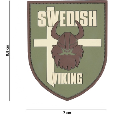 Gumová nášivka 101 Inc Viking vlajka Švédsko - multicam