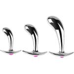 SuperLove Jewel Curved Anal Plug Set Silver-Pink Gem
