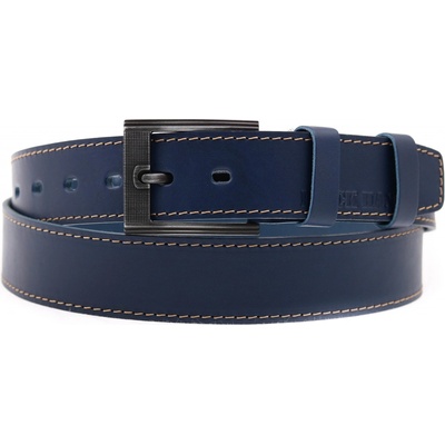 Black Hand pánský kožený opasek 128-40 modrý světle tmavě prošívaný – Zboží Mobilmania