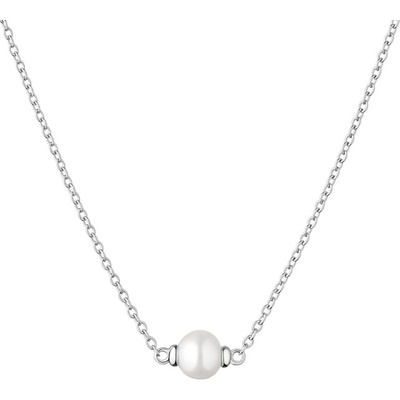 Gaura Pearls Stříbrný náhrdelník s bílou perlou SK22384N/W Bílá