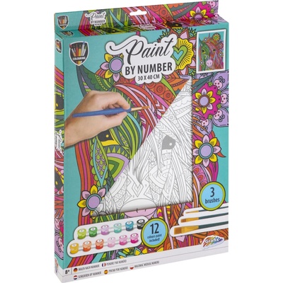 GRAFIX Malování podle čísel Jednorožec plátno na rámu 30 x 40 cm 158566