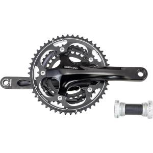 SHIMANO , fc-r563 triple 175mm hollowtech-2 style with solid crank, for rear 10-speed 50x39x30t w/bb, black, bulk (cr584)