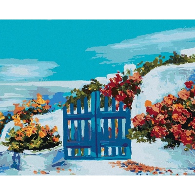 Zuty Malování Podle Čísel Zahrádka Na Santorini 80 x 100 Cm Plátno Rám