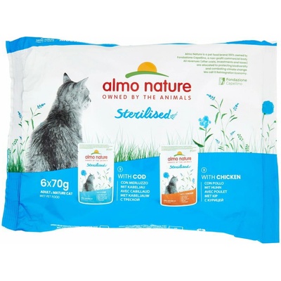 Almo Nature krmivo pre sterilizované mačky s treskou a kuracím mäsom 6 ks 70 g