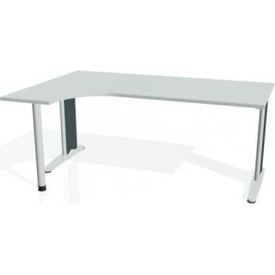 Hobis Pracovný stôl Flex, ergo, pravý, 180x75,5x120 (40x80) cm, sivá/kov