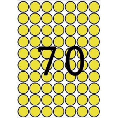 Štítok, kruh s priemerom 19 mm, farebný, na podložke formátu A5, APLI, žltý, 560 štítkov/balenie 12103