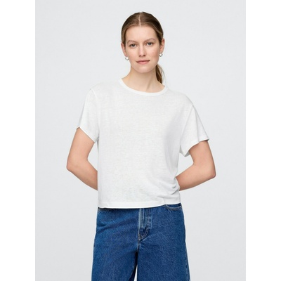 GAP Ленено кроп тениска GAP GAP | Byal | ЖЕНИ | XS