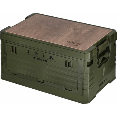NILS CAMP Skládací box NCB4002 2v1 s víkem a dřevěnou deskou 32 l zelený