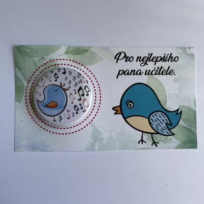 Dekorace z Česka Dárková kartička pro učitele s buttonem Motiv: H
