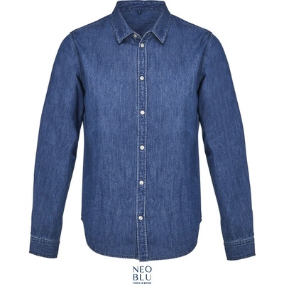 Neoblu pánská džínová košile Bennett dlouhý rukáv stone wash