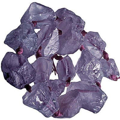 Ametyst surový vrtaný, šňůra 40 cm