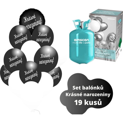 balonky.cz Helium set černý kruh černé balónky KRÁSNÉ NAROZENINY