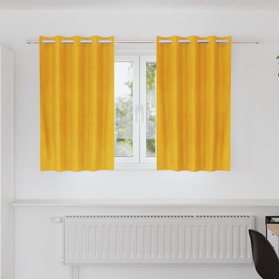 vidaXL Затъмняващи завеси 2 pcs Горчично жълто 140 x 140 cm Кадифе (4107268)