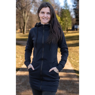 Jsem máma dámská dlouhá mikina na zip s kapucí tmavě modrá – Zboží Dáma