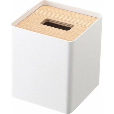 YAMAZAKI Bílý kovový box na ubrousky Rin 13 x 13 cm