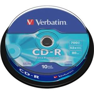Verbatim CD-R, 700 MB, 52x, със защитно покритие, 10 броя в шпиндел (043437)