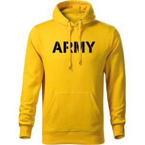 DRAGOWA мъжки суитшърт с качулка Army, жълт, 320г/м2 (5793)