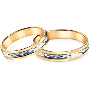 SAVICKI Сватбени халки: двуцветно злато, полукръгли, 4 мм