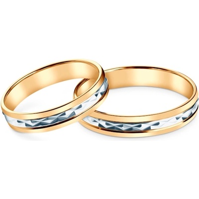 SAVICKI Сватбени халки: двуцветно злато, полукръгли, 4 мм